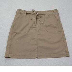 LOFT Ann Taylor Womens Tan Khaki Utility Cargo Skirt Tie Waist Size 6